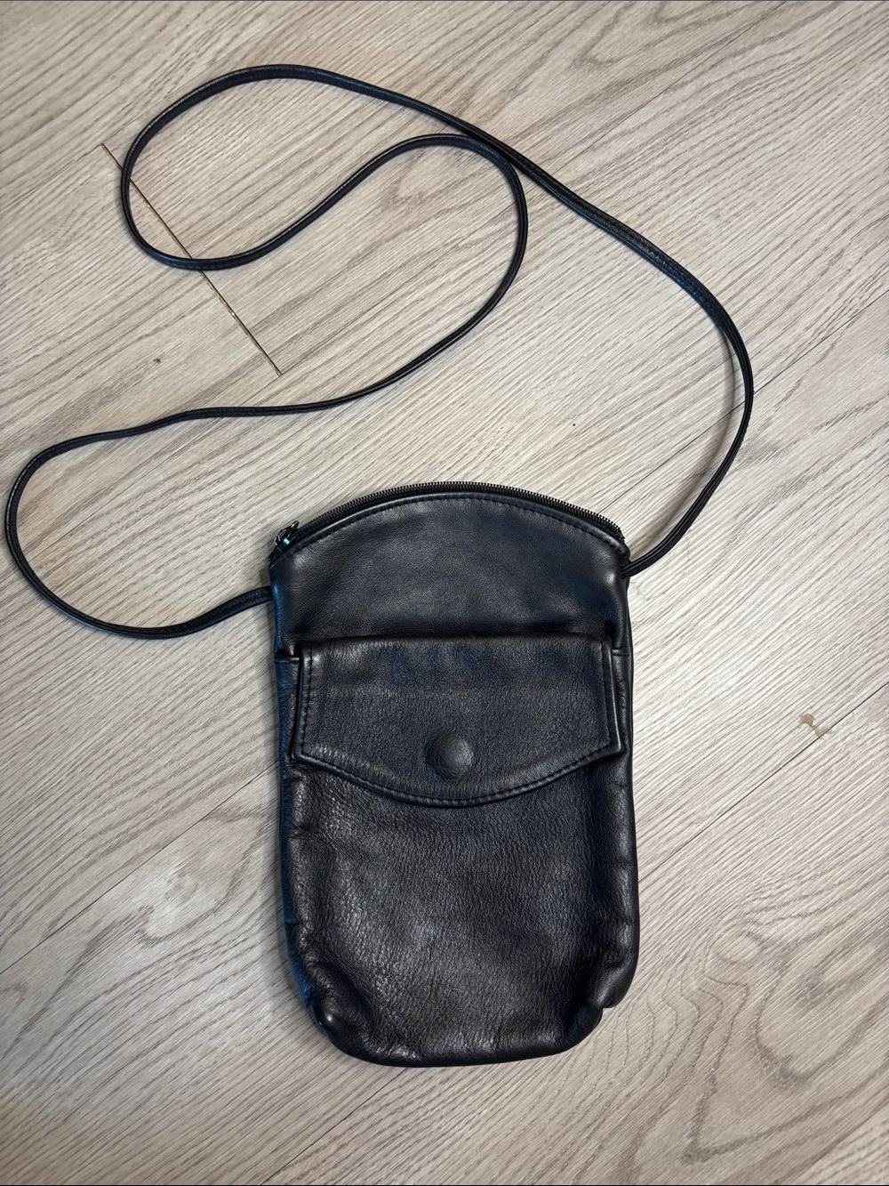 Black Leather Crossbody Bag for Men